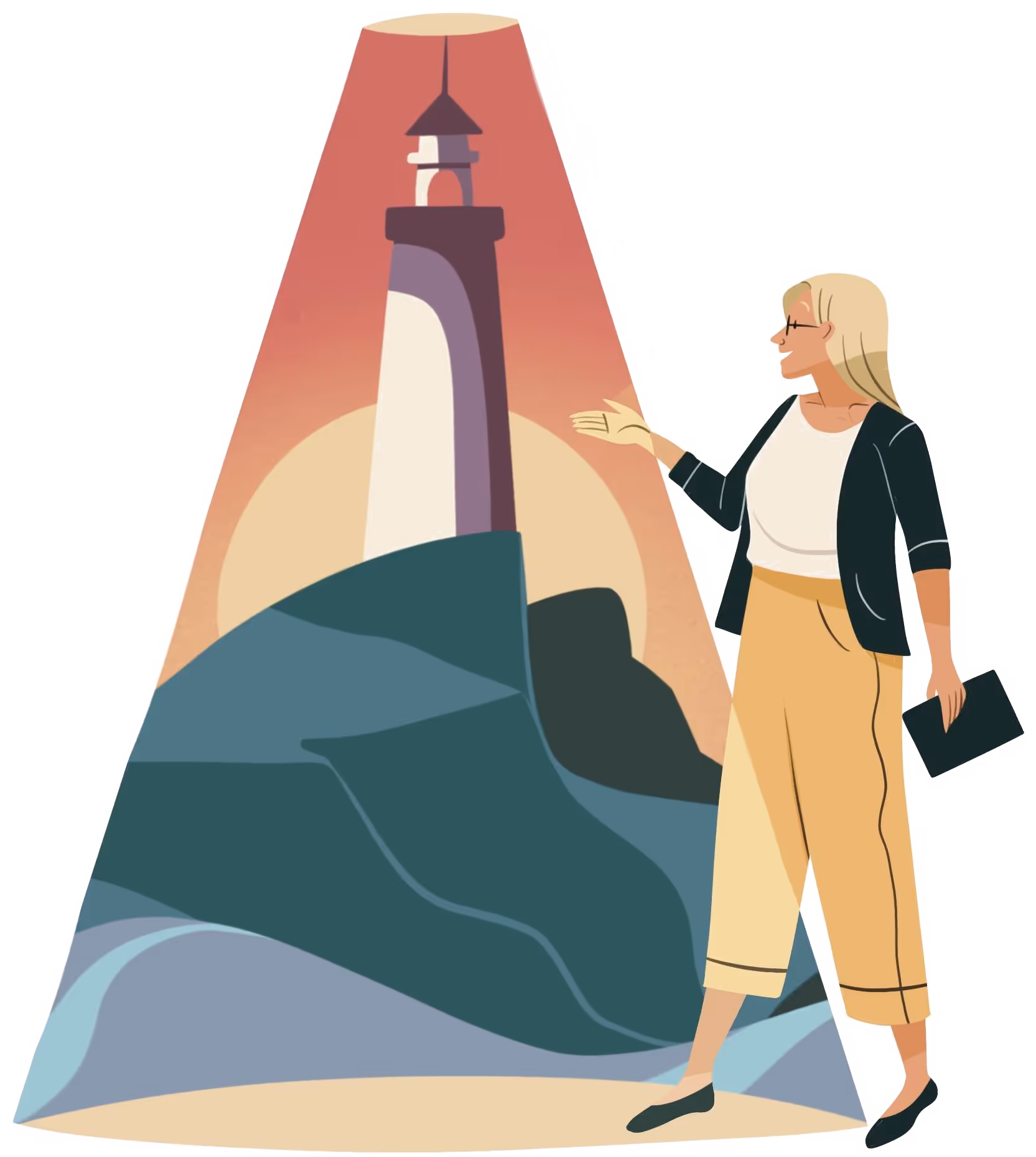A woman showing off the TCLC lighthouse logo.